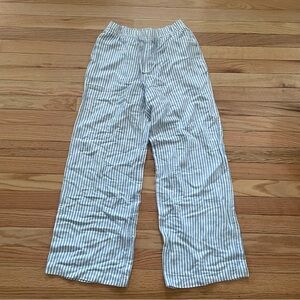 H&M Pajama Pants Womens XS Blue White Vertical Stripe Linen French Nautical